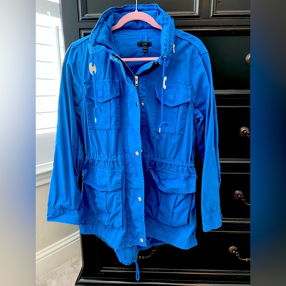 J Crew Cobalt blue khaki military style jacket
